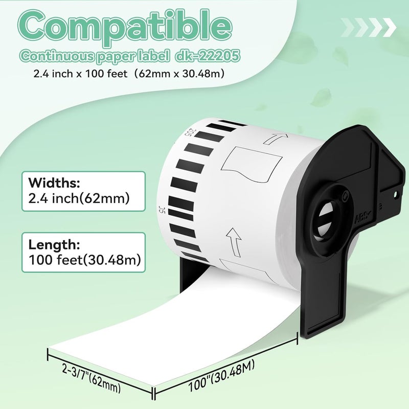 GreaTeam Replacement for Brother DK-2205 DK2205 Continuous Paper Labels 2-3/7" x 100'(62mm x 30.48m) Compatible with Brother QL-800 QL-820NWB, QL-500 QL-700Label Printers, 4 Rolls+1 Frame - Image 3